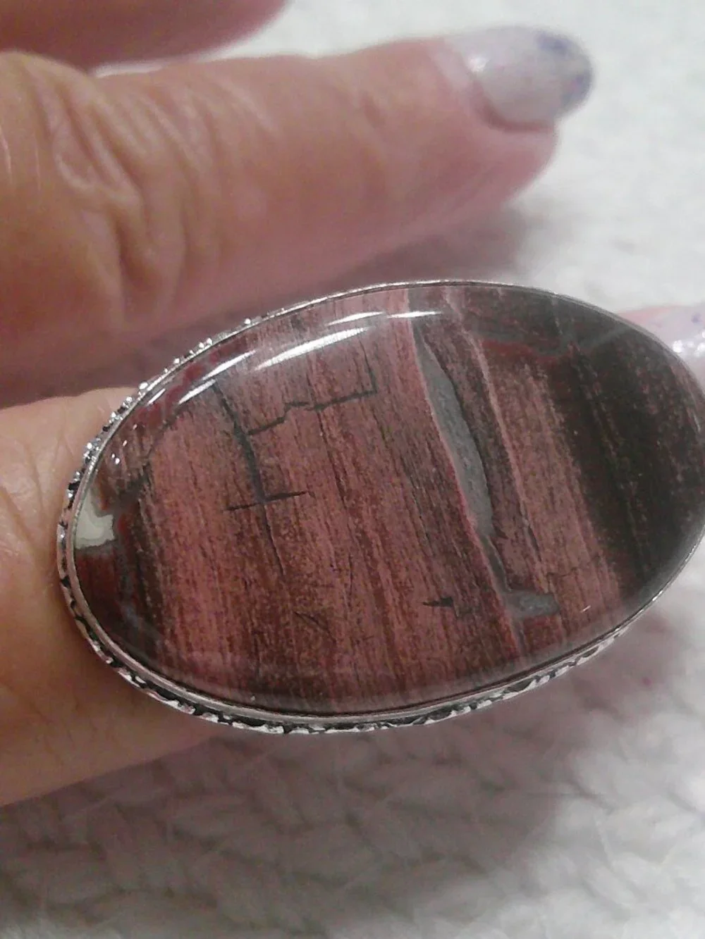 Natural RED RAINBOW JASPER Handmade Sterling 925 Ring Size 8.25 #126F
